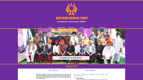 Screenshot of the Har Sewa Medical Trust website