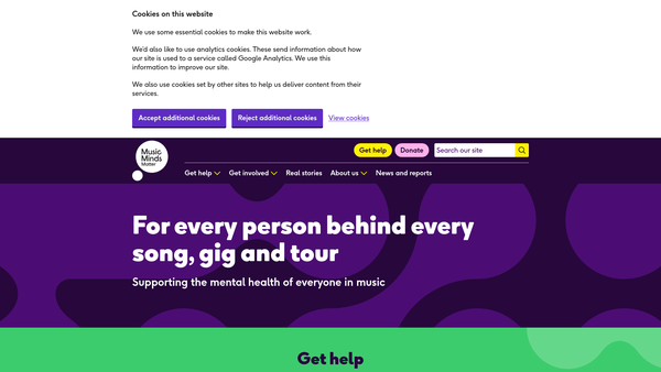 Screenshot of the Music Minds Matter website