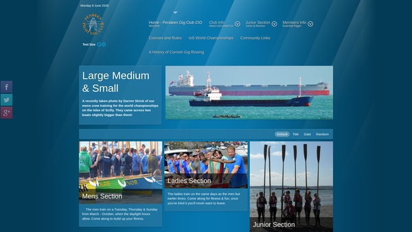 Screenshot of the Pendeen Pilot Gig Club website