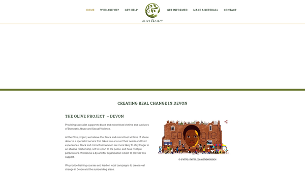 Screenshot of the The Olive Project website
