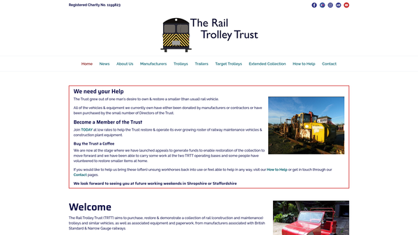 Screenshot of the The Rail Trolley Trust website