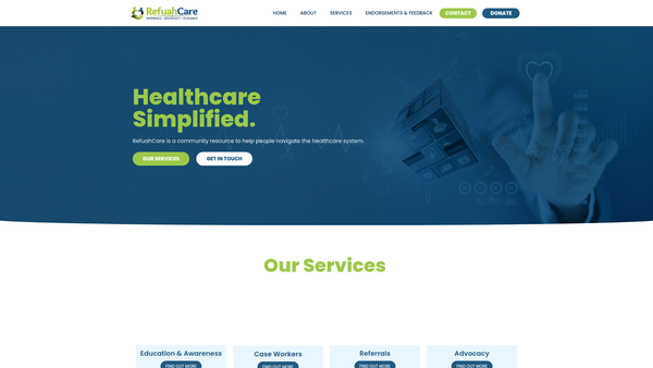 Screenshot of the Refuahcare website