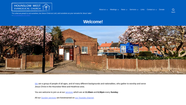 Screenshot of the Hounslow West Evangelical Church website