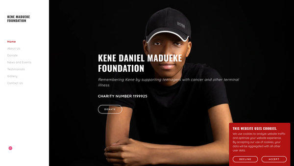 Screenshot of the Kene Daniel Madueke (Kdm) Foundation website