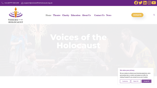 Screenshot of the Voices Of The Holocaust website
