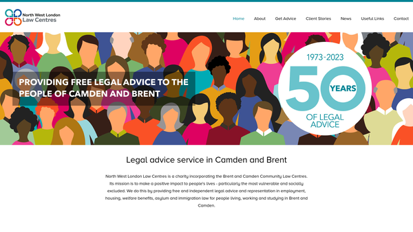 Screenshot of the North West London Law Centres website