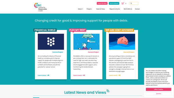 Screenshot of the Centre For Responsible Credit Ltd website