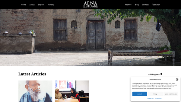 Screenshot of the Apna Heritage website