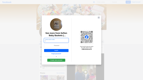 Screenshot of the Sefton Baby Baskets website