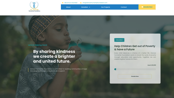 Screenshot of the Al Ansar Humanity Foundation website