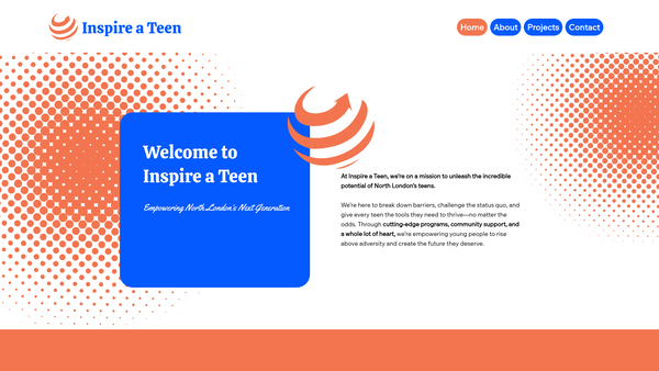 Screenshot of the Inspire A Teen website