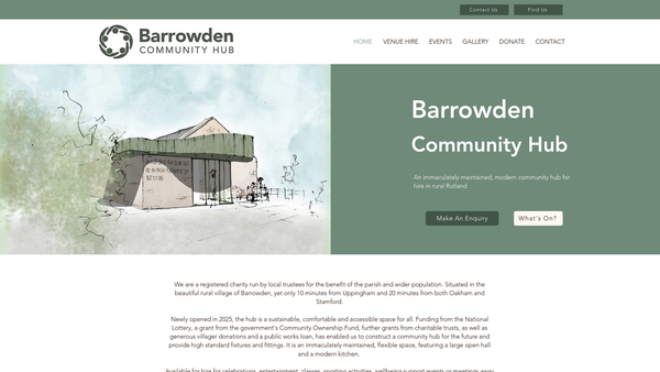 Screenshot of the Barrowden Village Hall CIO website