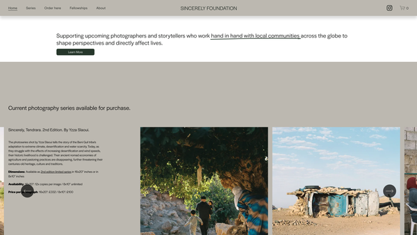 Screenshot of the Sincerely Foundation website