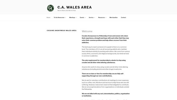 Screenshot of the Ca Wales Area website