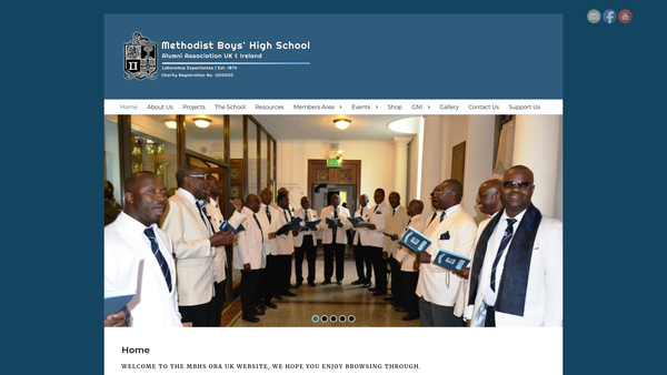 Screenshot of the Methodist Boys' High School Alumni Association United Kingdom And Ireland website