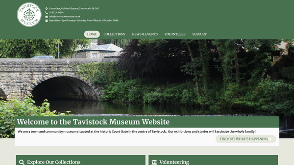 Screenshot of the Tavistock Museum website