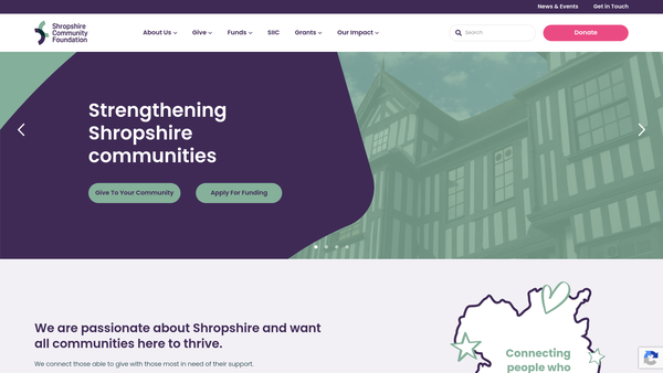 Screenshot of the Shropshire Community Foundation website