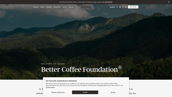 Screenshot of the The Better Coffee Foundation website