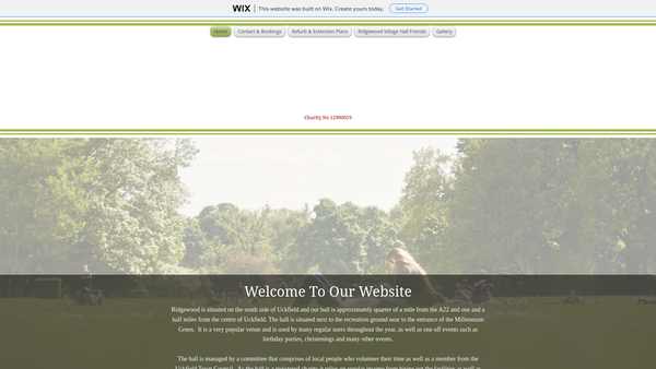 Screenshot of the The Ridgewood Village Hall Committee website