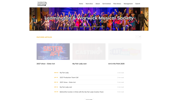 Screenshot of the Leamington And Warwick Musical Society website