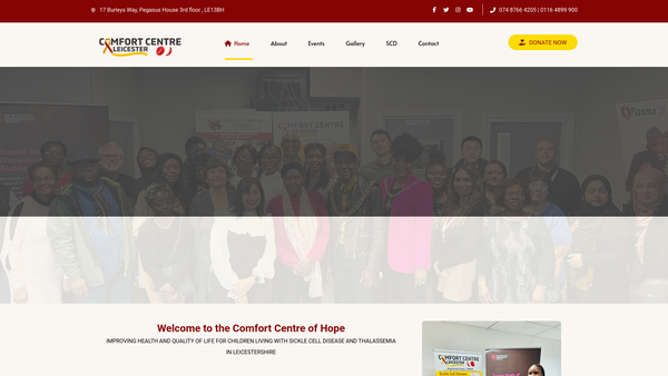 Screenshot of the Comfort Centre Leicester website