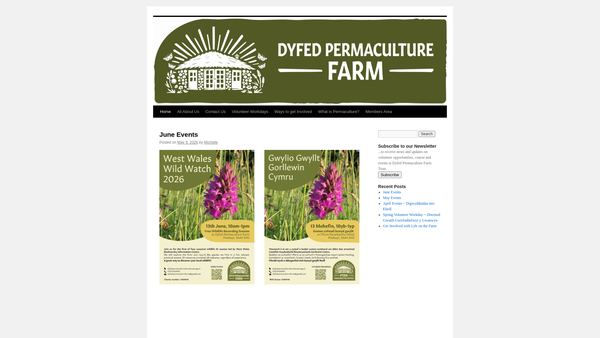 Screenshot of the Dyfed Permaculture Farm website