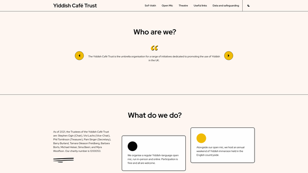 Screenshot of the Yiddish Cafe Trust website