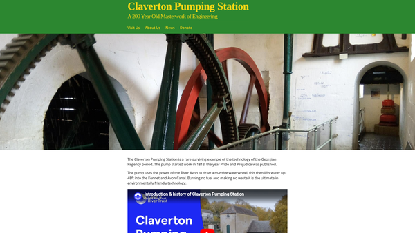 Screenshot of the Claverton Pumping Station Trust CIO website