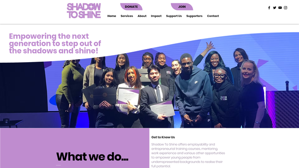 Screenshot of the Shadow To Shine CIO website
