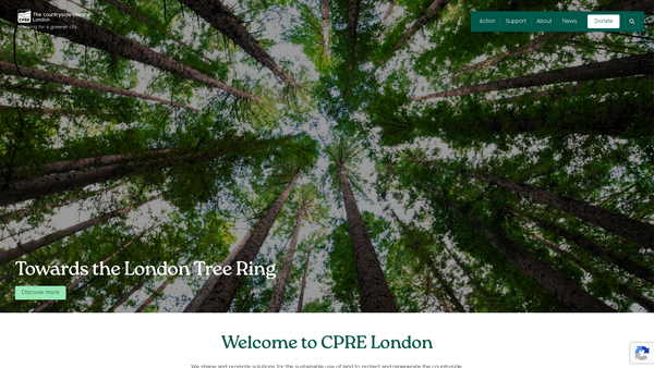 Screenshot of the Campaign To Protect Rural England, London website
