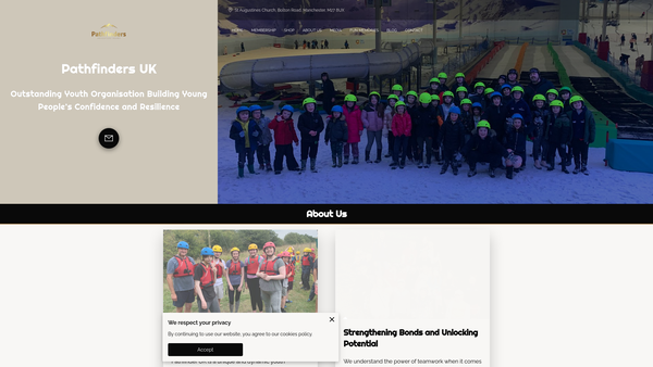Screenshot of the Pathfinders UK website