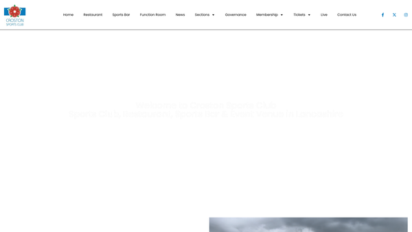 Screenshot of the Croston Sports Club website
