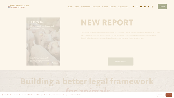 Screenshot of the The Animal Law Foundation website