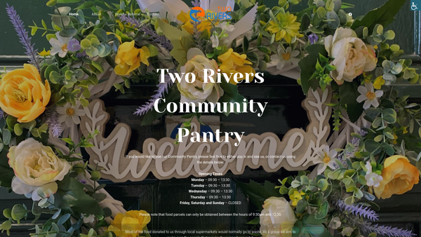 Screenshot of the Two Rivers Community Pantry website