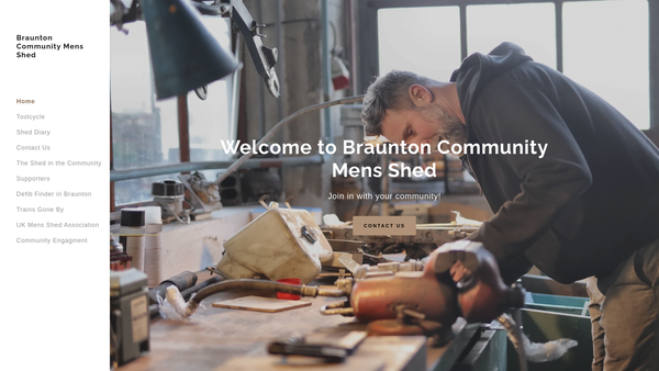 Screenshot of the Braunton Community Men's Shed website