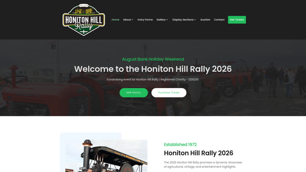 Screenshot of the Honiton Hill Rally website