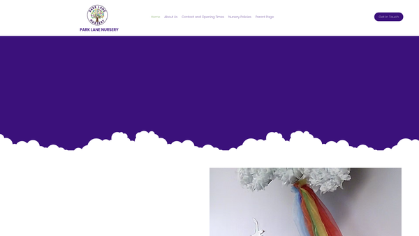 Screenshot of the Park Lane Nursery website