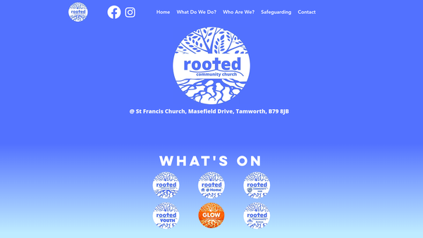 Screenshot of the Rooted Community Church website