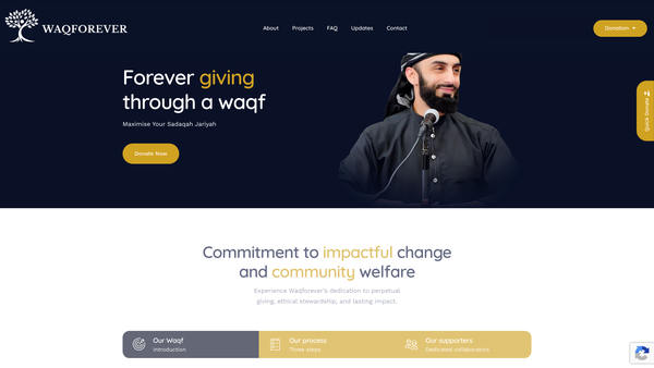 Screenshot of the Waqforever website