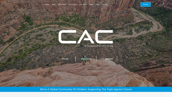 Screenshot of the Climbers Against Cancer website