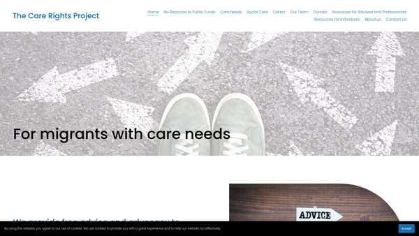 Screenshot of the The Care Rights Project website