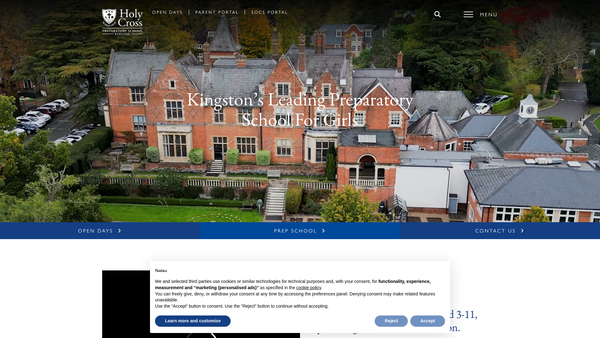 Screenshot of the Holy Cross Preparatory School Kingston website