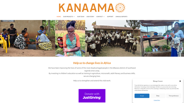 Screenshot of the Kanaama Interactive Community Support website