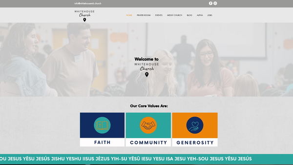 Screenshot of the Whitehouse Church website