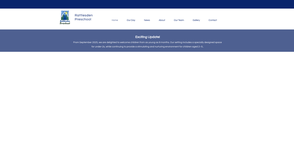 Screenshot of the Rattlesden Preschool website