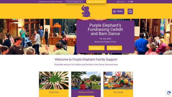 Screenshot of the Purple Elephant Family Support CIO website