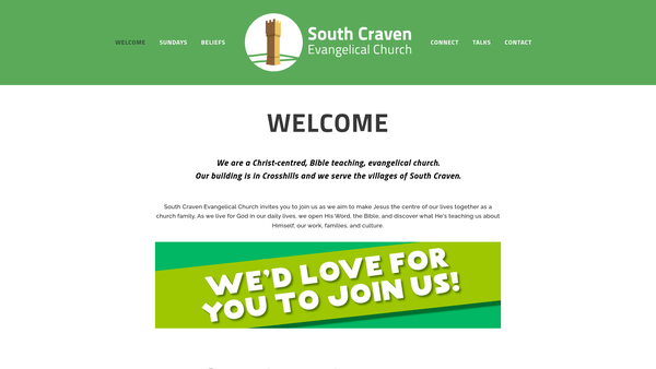 Screenshot of the South Craven Evangelical Church website