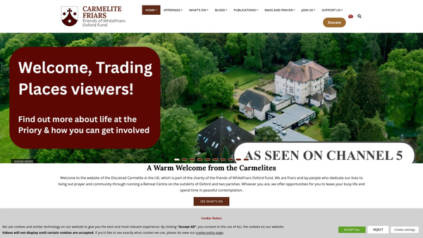 Screenshot of the Discalced Carmelites UK CIO website