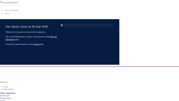 Screenshot of the Change Communication website