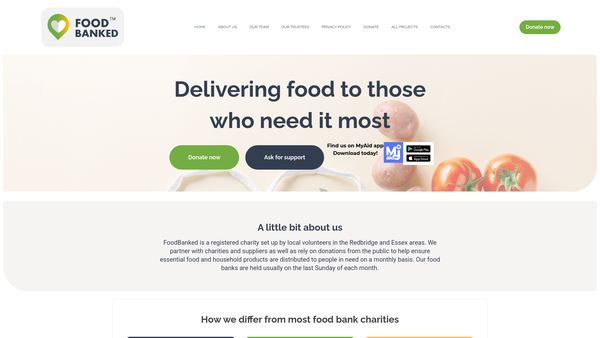 Screenshot of the Foodbanked website